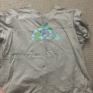 Adidas Gray Tee with Multicolor Logo